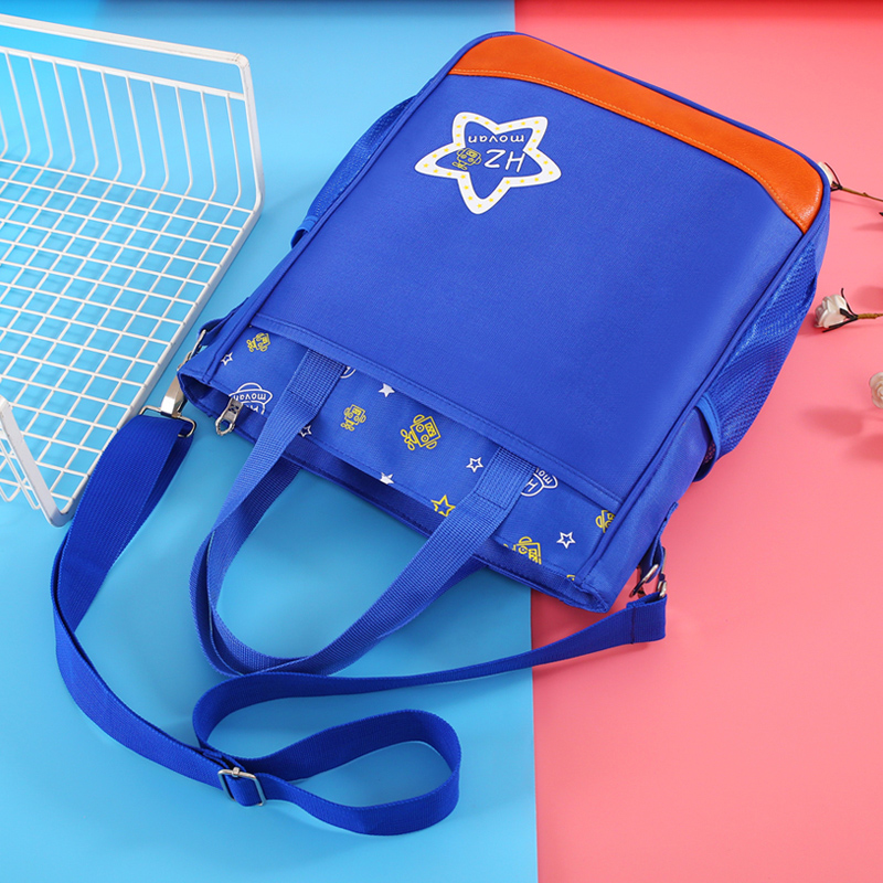 小学生补习袋中学生单肩斜挎补课包男女童帆布手提拎包Z书袋文件
