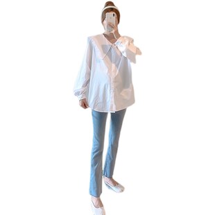 潮妈气质宽松上衣大码 孕妇装 春T秋韩版 长袖 时尚 衬衫 款