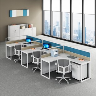 福州职员办公桌n椅组合办公桌子2 新品 4人位职员桌办公室工位屏风