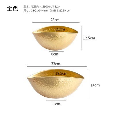 中式年宵花金属花盆金色花器花瓶福桶春节仿真花U桶铁艺花瓮花店