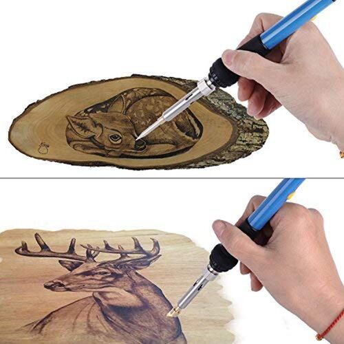 EU Plug 45 Pcs Wood Burning Kit,Creative Wood Burner Set Wi