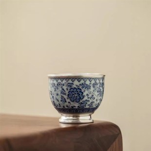 缠枝莲掐丝鎏银主人杯礼盒茶杯个人送长辈领妈妈生日寿宴礼物