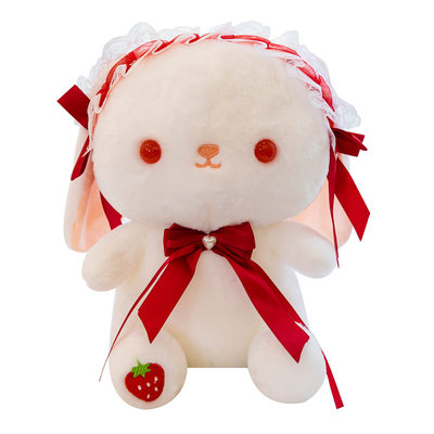 推荐Lolita rabbit doll lovely strawberry Rabbit plush toy gi