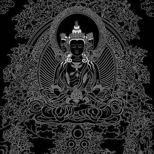 藏西唐卡大日如来描金线稿 佛像描金di绘手y自己画唐卡本命佛属猴