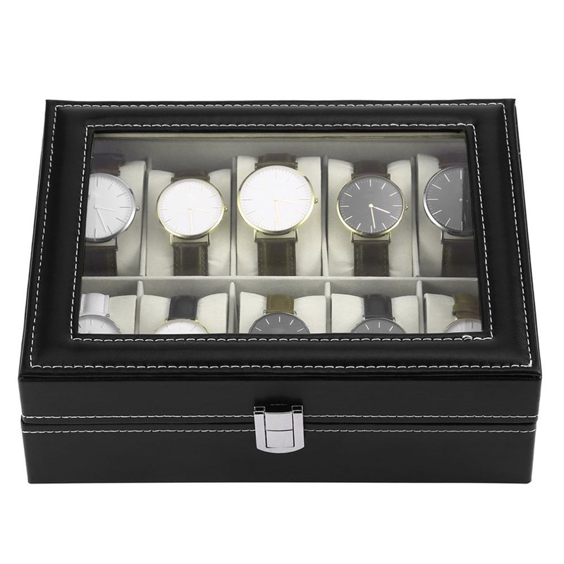 10/6 Grids Wristwatch Box Holder PU Leather Watch Box Watch