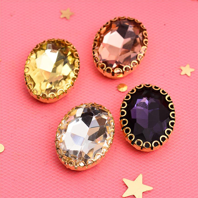 18*25mm花边包边钻 椭圆玻璃防钩挂花篮爪钻diyT高档服饰超闪手缝
