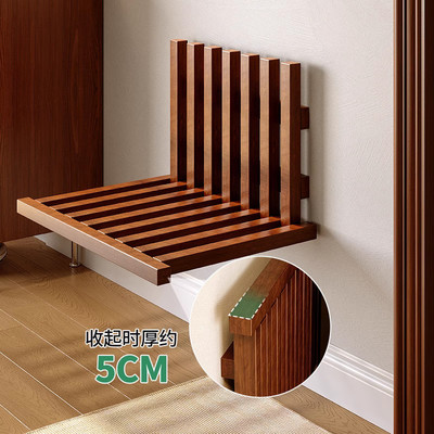 实木折叠换鞋凳壁挂式家用门口穿鞋凳进门凳入户门隐形窄折叠椅