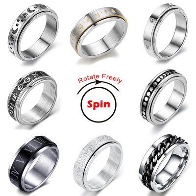 小众高货Spinning Spinner Ring For Men Women Anxiety Fidget R