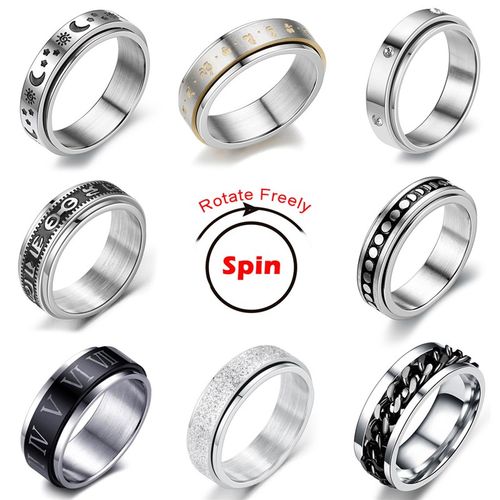 小众高货Spinning Spinner Ring For Men Women Anxiety Fidget R