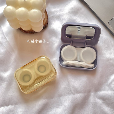 网红Cute portable nearsighted contact lens case ins fashion