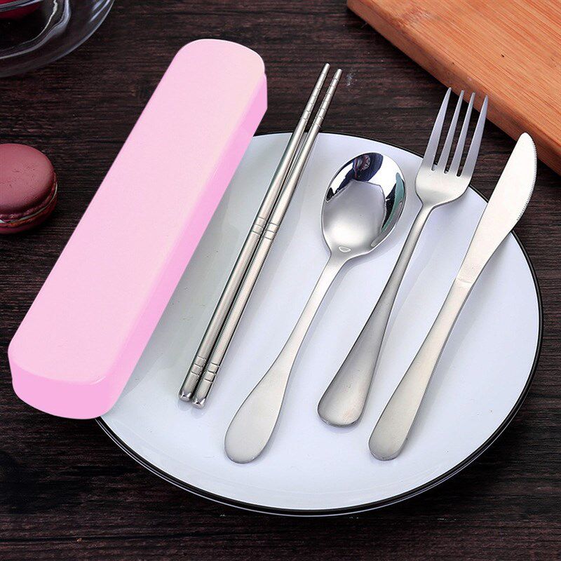 4 Pcs Reusable Cutlery Portable Tableware Set Chopsticks k S_虎窝淘