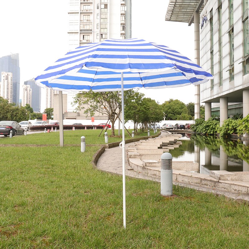 户外遮阳沙滩伞蓝白色条纹花园庭院大号庭院太阳伞可印广告伞