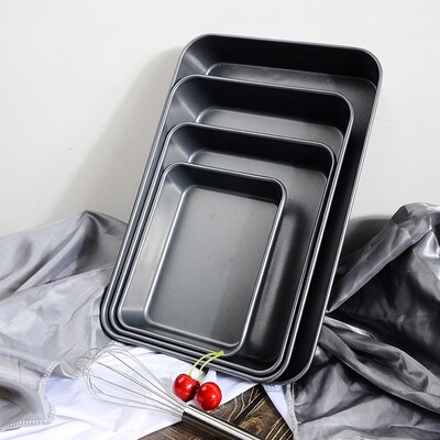 Black Carbon Steel Rectangular Baking Tray Loaf Toast Bread