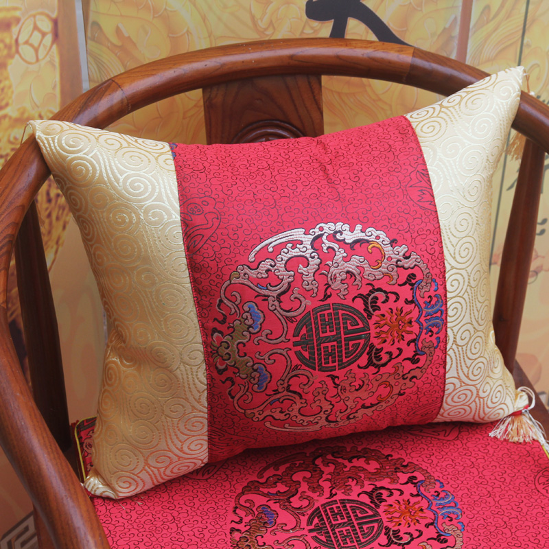 定做中式仿古典红木家具沙发靠y枕靠垫抱枕靠背包腰枕绸缎海绵含