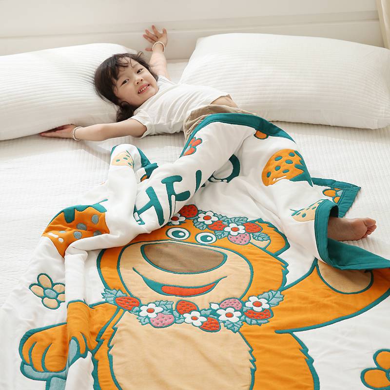十层纯棉纱布盖毯120X150加厚保暖面包被幼儿T园被子全棉午睡毯