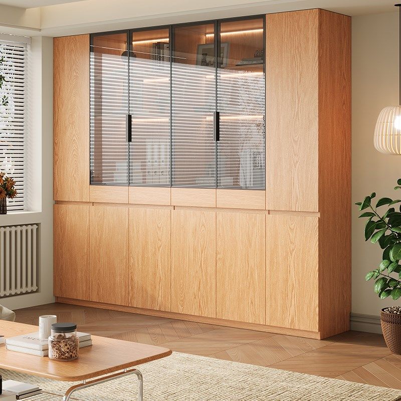 定制橡木书柜一体整墙储物柜书架客厅靠墙全实木带玻璃置物展示柜,住宅家具,组合书柜,淘宝优惠券,粉丝福利购,淘宝优惠卷