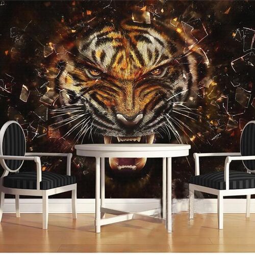 3d photo wallpaper custom mural living room tiger head glass