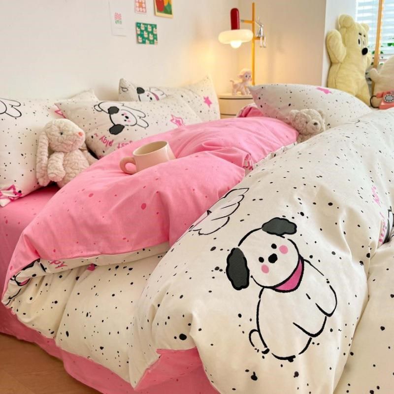 卡通全棉床上四件套100被套2023新款单人床单三件套儿童床品4,床上用品,床单,淘宝优惠券,粉丝福利购,淘宝优惠卷