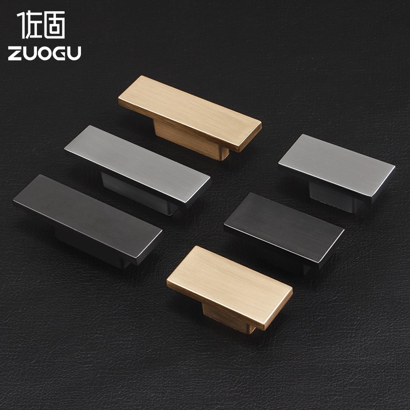 锌合金抽屉拉手16/32mm双孔加厚方形条形外装拉丝小把手家具手柄