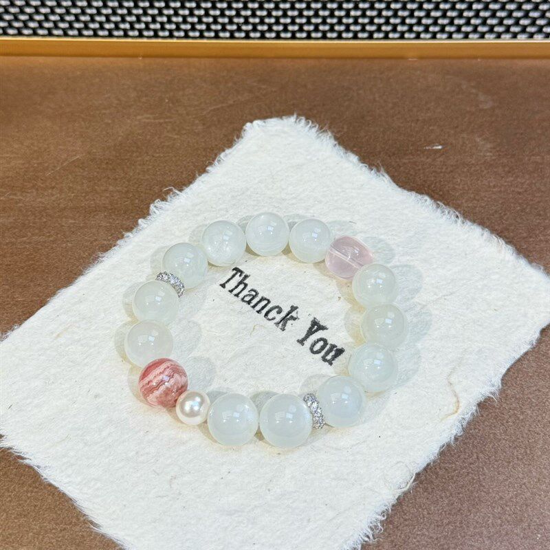 水晶手串天然白月光阿根廷红纹石手链小众精致清冷女大手串送闺蜜