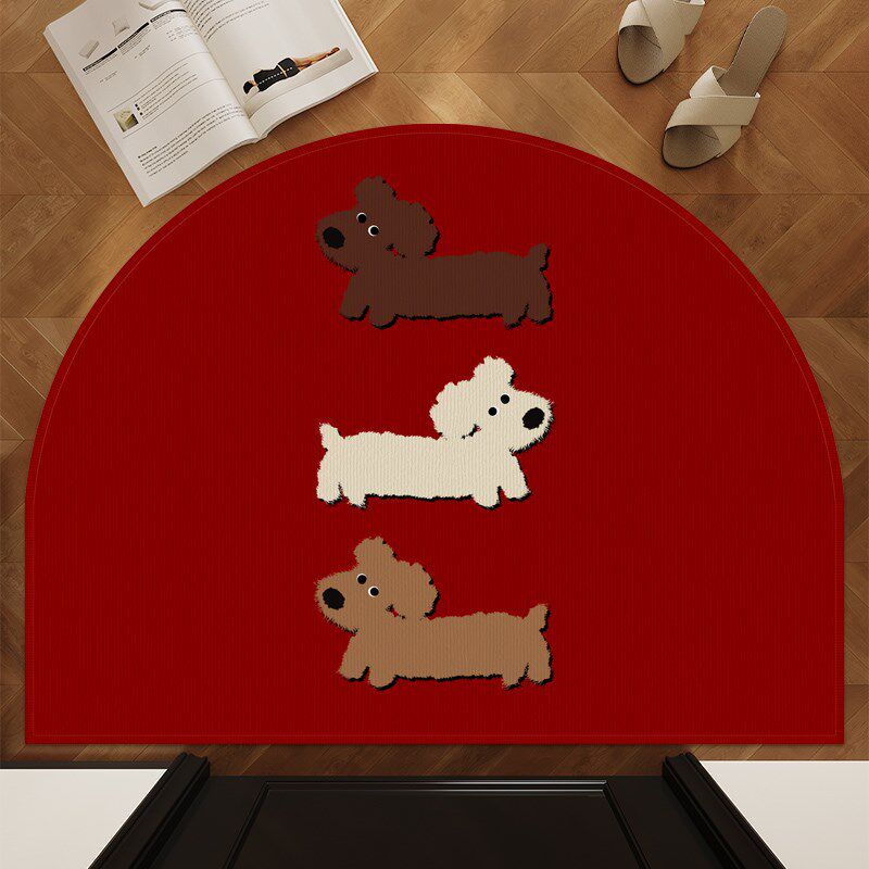 圈绒过年红色半圆地垫入户门喜庆地毯可爱门垫耐脏卧室门口脚垫子,居家布艺,入户地垫,淘宝优惠券,粉丝福利购,淘宝优惠卷