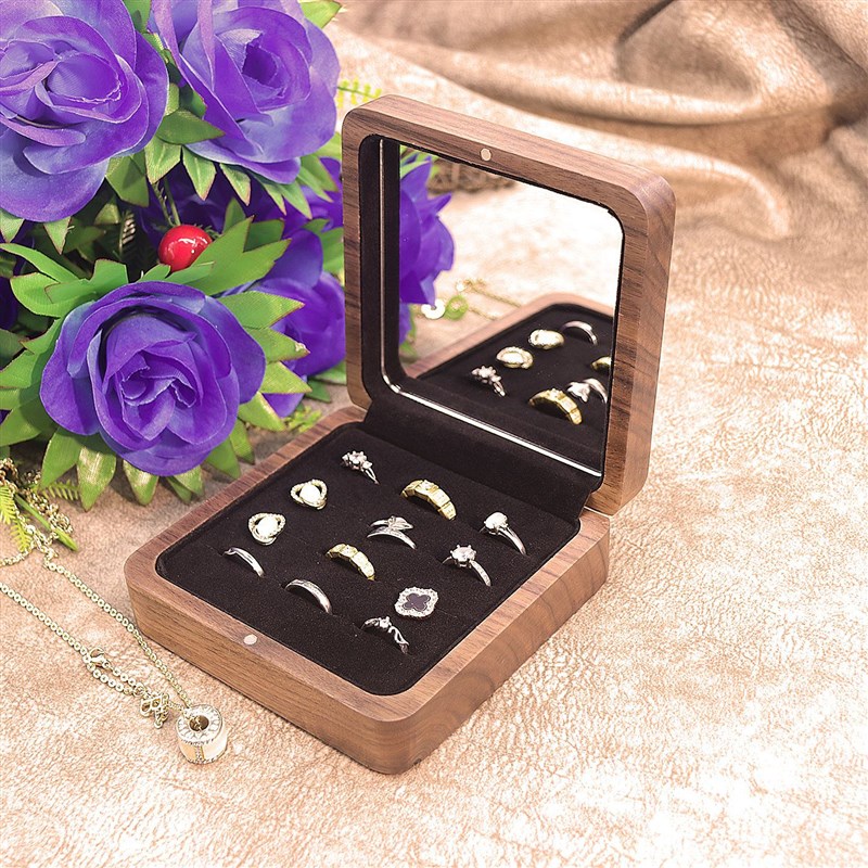 大容量胡桃木g首饰盒绒布内衬珠宝首饰收纳盒戒指手表首饰盒子托