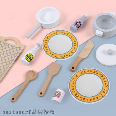 网红Wooden imitation Kitchen Set Girl cooking barbecue cooki