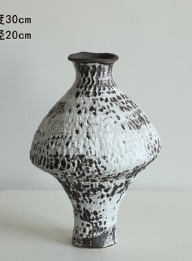 景德镇陶瓷花瓶中古怀旧u酒店民宿侘寂风插花禅意摆件粗陶罐子