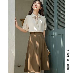 夏季 法式 女2023新款 洋装 学院风两件套裙子气质长裙 茶歇温e柔套装
