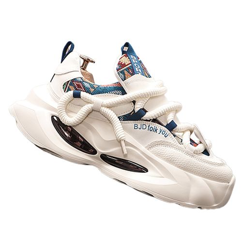 气垫底老爹鞋新款高端轻奢厚底增高男鞋子百搭透气白色休闲运动鞋