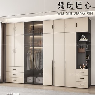 实木一门到顶衣柜生态板家用卧室储物柜网红简约现代四六门大衣橱