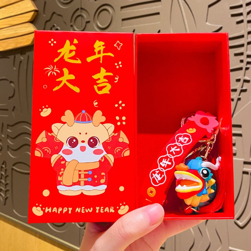 现货创意龙年大吉龙头可爱汽车钥匙扣新年情侣背包挂件国潮小礼物