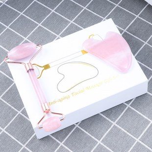 现货真玉石滚轮 脸部按摩滚轮棒粉晶按摩器材玉石滚轮