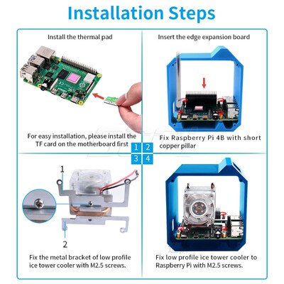 Raspberry Pi 4 Model B ICE Tower RGB Cooling Fan With 3D Pri
