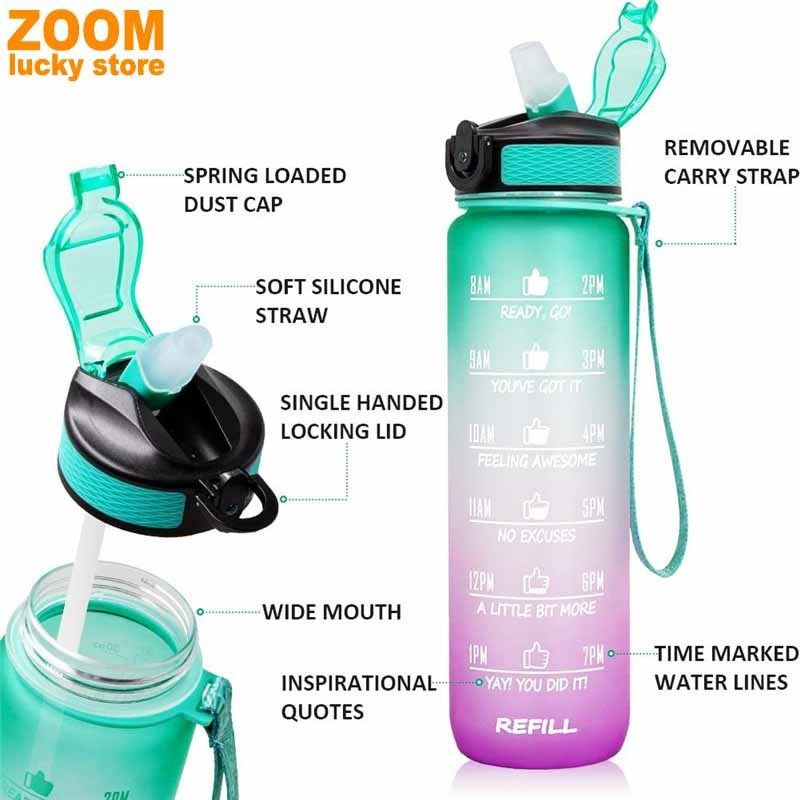 推荐1000ML Tritan Outdoor water bottle Sports cup Gym shake