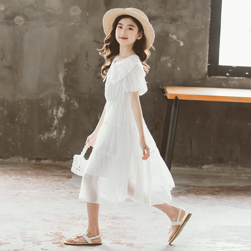 现货女童连衣裙夏季儿童洋气超仙雪纺长裙大O童夏装女孩公主裙沙