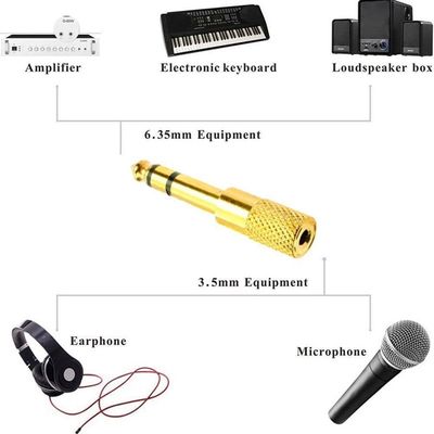 3.5mm Socket to 6.5mm Jack Plug Audio Stereo Adaptor inch G