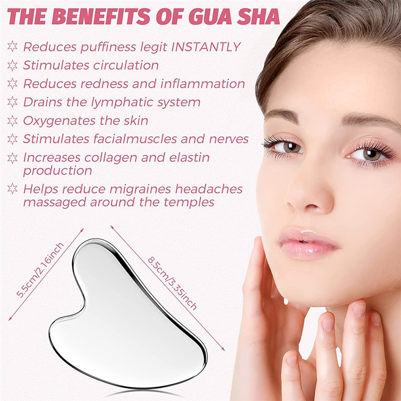 速发Gua Sha Facial Tool, Stainless Steel GuaSha Massage Tool