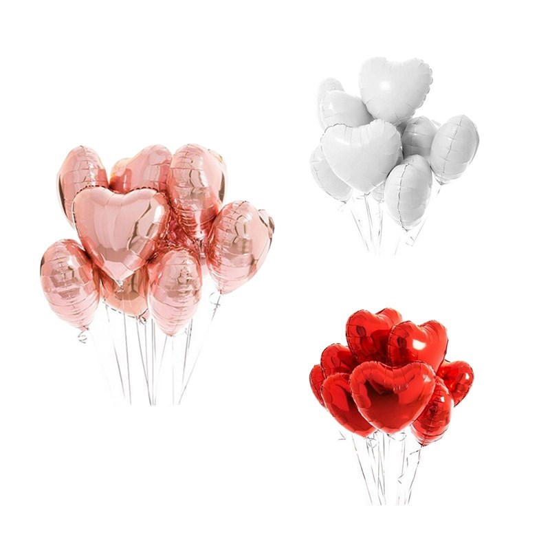 10pcs Multi Rose Gold Heart Foil Balloons Helium Balloon Bi