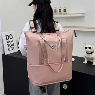 带轮子的行李袋折叠旅行包女万向轮双肩背包大容量学生住校行李包