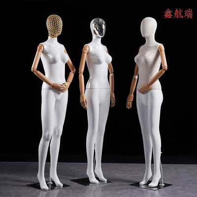 女模特道具全身h假人体模型活动手臂木橱窗婚纱服装店衣服展示架