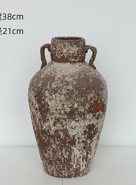 复古花瓶粗陶侘寂风赤贫民宿陶z罐新中式陶瓷插干花禅意家居摆件