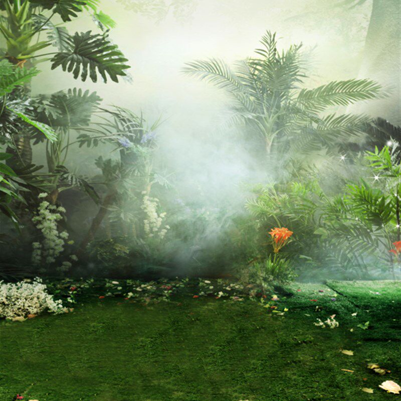 梦幻森林婚纱拍照背景纸 森系儿童主题摄影背景布树洞花仙子