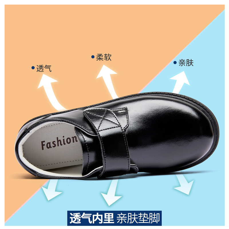 男童皮鞋软底儿童黑色英伦风表演西装男孩演出鞋子大童小学生单鞋