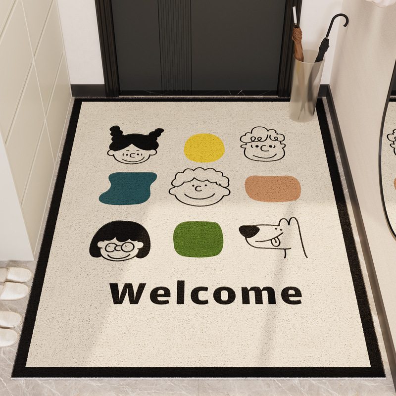 简约丝圈地垫入户门垫子欢迎进门防滑大门口门外T耐脏脚垫玄关地