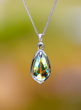 北望纯银饰品天使泪水晶项链简约百搭吊坠时尚短款锁骨链新款配饰