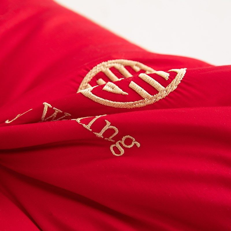 结婚枕头全棉刺绣一对装大红色喜庆新娘陪嫁家用枕芯婚庆婚嫁