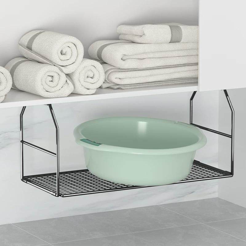 脸盆收纳架浴室柜卫生间盆架下免打孔洗漱台壁挂式铁艺盆子置新品