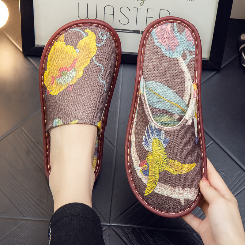 春秋季印花软底复古布艺棉麻防滑静音软底K居家室内棉拖鞋男女家,居家布艺,居家棉拖/棉鞋,淘宝优惠券,粉丝福利购,淘宝优惠卷