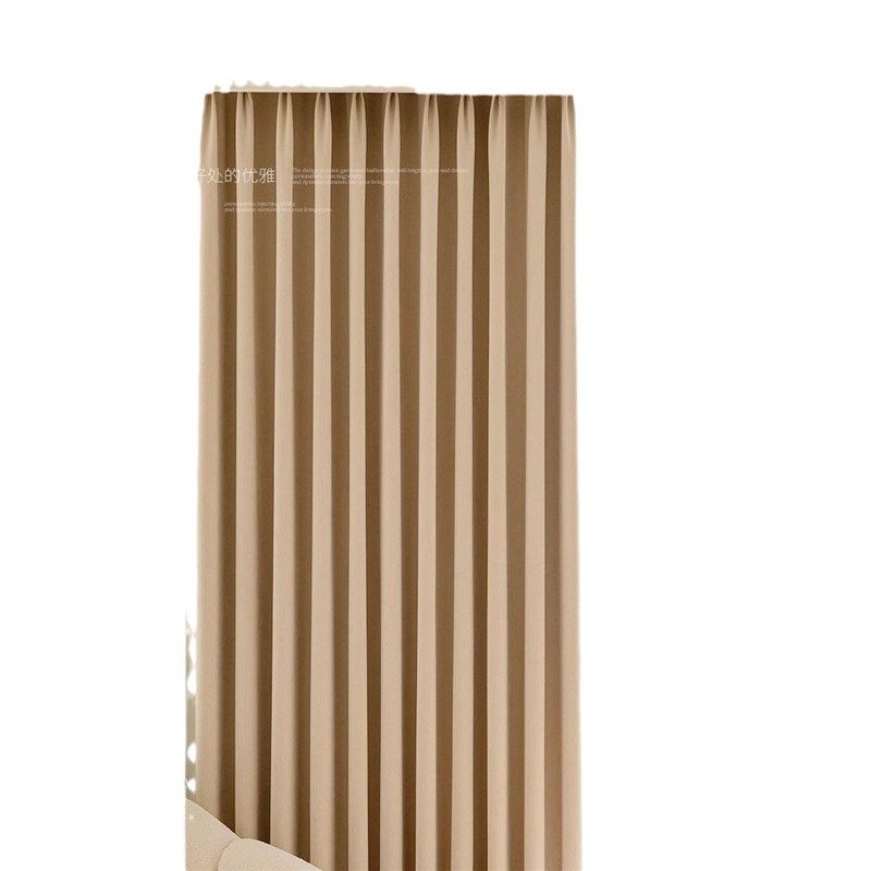 奶茶色松叶绒雪尼尔绍兴窗帘轻奢现C代简约2024新款高遮光卧室客